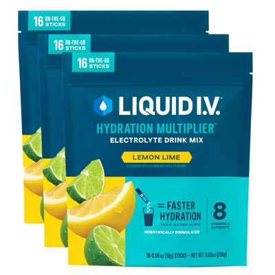 Liquid I.V. Hydration Multiplier - Lemon Lime | Electrolyte Powder Drink Mix | 3 Pack (48 Servings)
