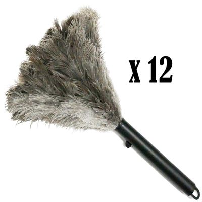 12 - Pack Premium Retractable Feather Duster-Genuine Ostrich Feathers with Metal-Wire Binding