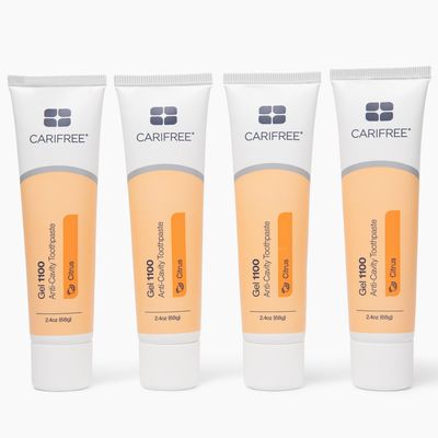 CariFree Gel 1100 (Citrus) Anti-Cavity Fluoride Toothpaste with Nano Hydroxyapatite, Cavity Prevention and Enamel Protection, Dentist Recommended for Kids and Adults, 2.40 oz. (Pack of 4)