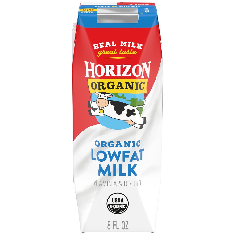 Horizon Organic Shelf Stable 1% Lowfat Milk Box, 8 fl oz - 8g Protein per Serving, USDA Organic, Ready to Drink for Lunchbox, Travel, or On-the-Go, No Refrigeration Needed