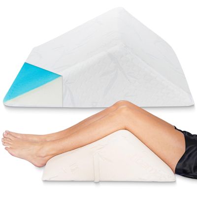 The Angle Wedge Pillow for Back Pain Relief Leg Elevation Pillow for Bed, Knee Wedge Bolster Pillow for Lower Back Support, Triangle Foam Cushion for Sleeping & Comfort (Small)