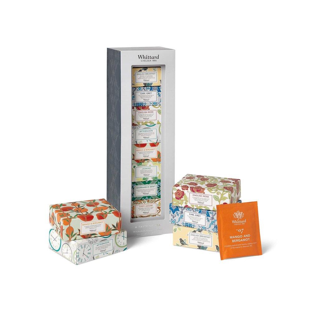Whittard of Chelsea - Tea Discoveries, A Taste of Tea - Gift Box Includes - 4 Black Teabags, 3 Green Tea Bags & 1 Oolong Tea Bag (8 Teabags, 1 Box)