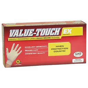 S.A.S. Safety Corp. 6594-10PK - Value Touch Latex Gloves, Case Of 10 Boxes, 100 Per Box - Extra Large
