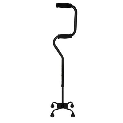 HealthSmart Quad Walking Cane, Sit To Stand Walker, Adjustable Canes for Men, Canes for Women, FSA HSA Eligible with Quad Base, Foam Handles Quad Cane, Black