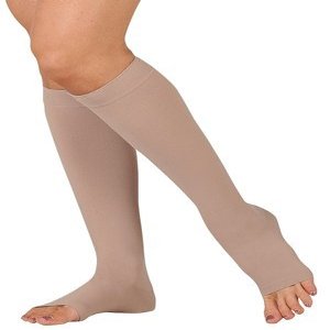 30-40 mmHg Juzo Dynamic (Varin) AD-N Compression Stockings. Knee High. Open Toe. Short. Silicone Grip. 3.5cm. ,Size:I,Black