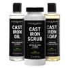 CARON & DOUCET - Ultimate Cast Iron Set: Seasoning Oil, Cleaning Soap & Restoring Scrub | 100% Plant-Based & Best for Cleaning Care, Washing, Restoring & Seasoning Skillets, Pans & Grills!