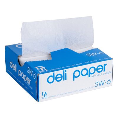 Durable Packaging 6" x 10 3/4" Interfolded Deli Wrap Wax Paper. 2500 Count (5 Packs of 500)