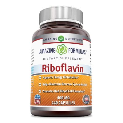 Amazing Formulas Riboflavin Dietary Supplement - 400 Milligrams - Promotes Healthier Blood - Helps Maintain Nervous System. (240 Capsules) (Non Gmo-Gluten Free)