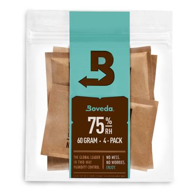 Boveda 75% Two-Way Humidity Control Packs Fix Major Moisture Loss in Non-Plastic Humidifier Boxes Size 60 4 Pack Moisture Absorbers Humidifier Packs Hydration Packets in Resealable Bag