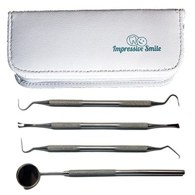 #1 Dentist Tools Kit A Grade Stainless Steel Dental Hygiene Set, Tarter Remover, Dental Pick, Dental Scraper, Mouth Mirror and Free Protective Case