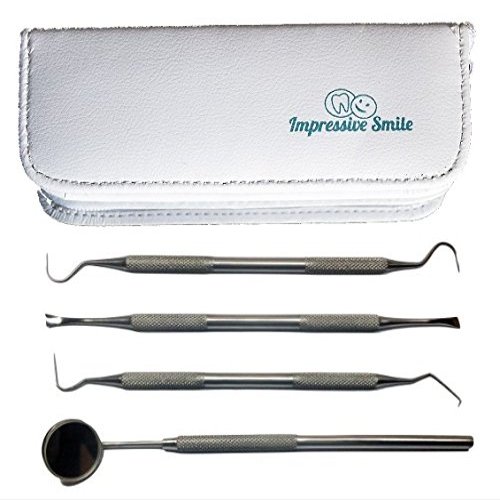 #1 Dentist Tools Kit A Grade Stainless Steel Dental Hygiene Set, Tarter Remover, Dental Pick, Dental Scraper, Mouth Mirror and Free Protective Case
