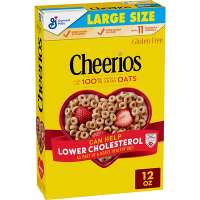 Cheerios Cereal, Limited Edition Heart Shapes, Affirmations Box, Heart Healthy, Gluten Free, Large Size, 12 oz