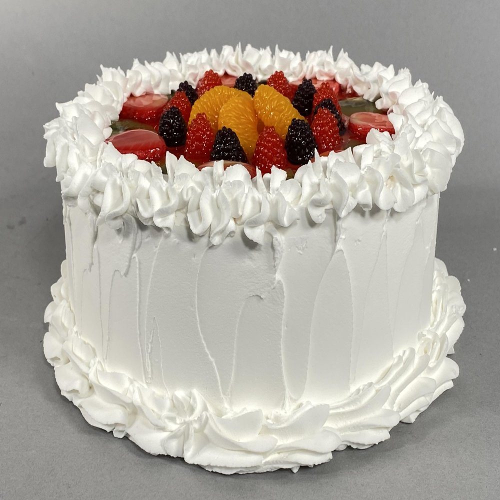 Just Dough It! Fake Foods Fake Vanilla Frosted Cake Topped With Fruit