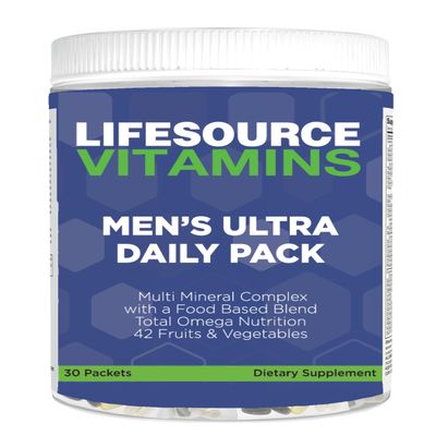LifeSource Vitamins Men's Ultra All in One Daily Pack - Complete Nutrition - 107 Nutrients - 42 Fruits and Veggies -