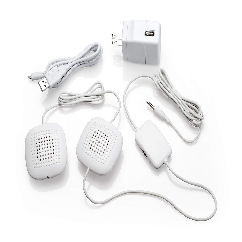 Sound Oasis Amplified Pillow Speakers, 2 Ultra-Thin Hi-Fi Stereo Speakers, Volume Control, Surround Sound for Music, Sleep, Tinnitus Masking, Connects to External Sound Source.