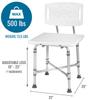DMI Shower Chair Bath Seat for Tub or Shower Bench for Inside Shower, Made of Aluminum with Plastic Seat, FSA and HSA Eligible, Adjustable Height, Holds Weight Up to 500 Pounds, Bath Chair, White view 3