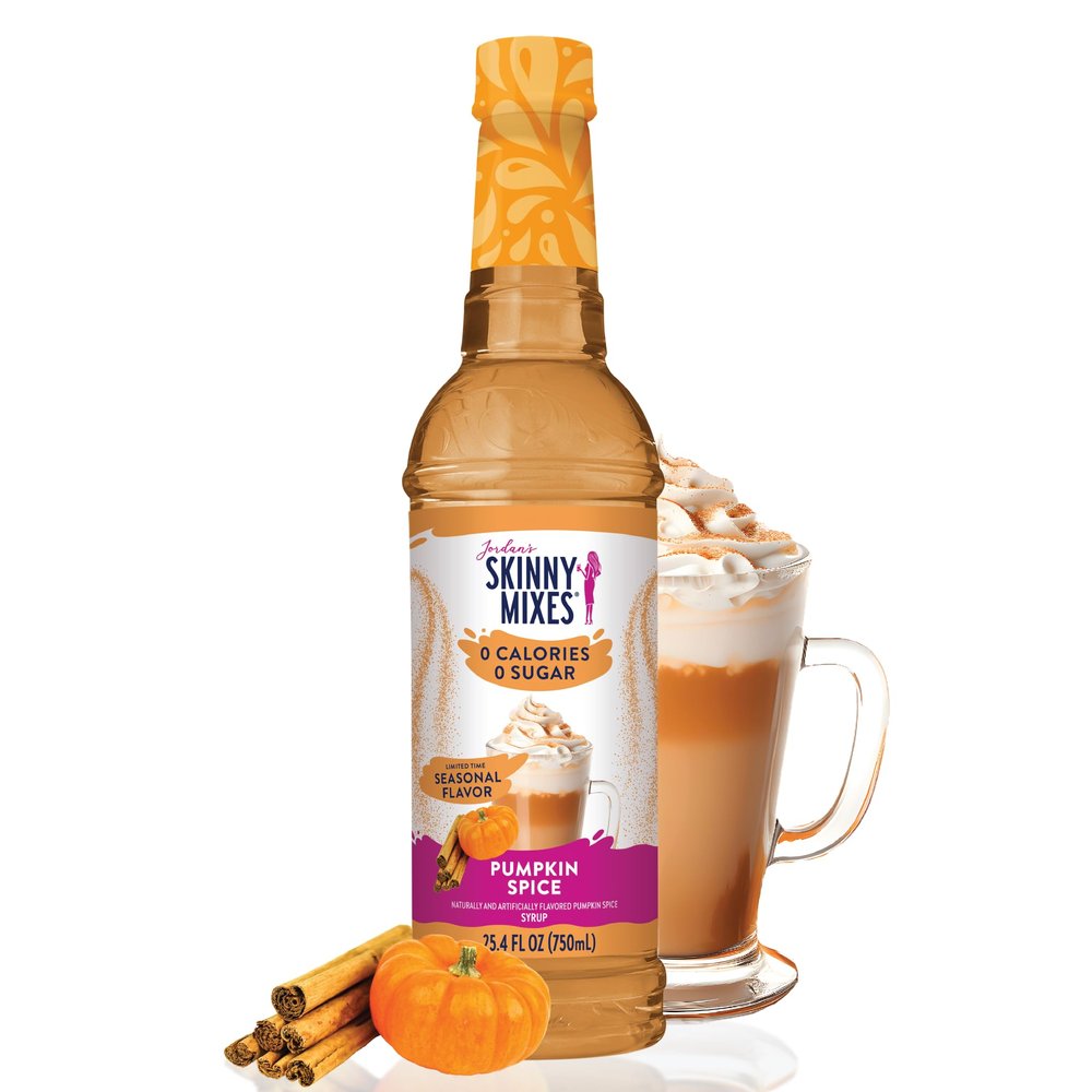 Jordan's Skinny Mixes Sugar Free Coffee Syrup, Holiday Pumpkin Spice Coffee Flavoring Syrup, Zero Calorie Drink Mix for Lattes, Baking, Protein Shake, Dairy & Gluten Free, Kosher, 25.4 Fl Oz