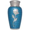 Blue Rose Funeral Urn by Liliane Memorials - Cremation Urn for Human Ashes - Hand Made in Brass - Suitable for Cemetery Burial or Niche - Large Size fits Remains of Adults up to 200 lbs- Perugia view 1