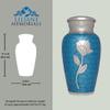 Blue Rose Funeral Urn by Liliane Memorials - Cremation Urn for Human Ashes - Hand Made in Brass - Suitable for Cemetery Burial or Niche - Large Size fits Remains of Adults up to 200 lbs- Perugia view 4