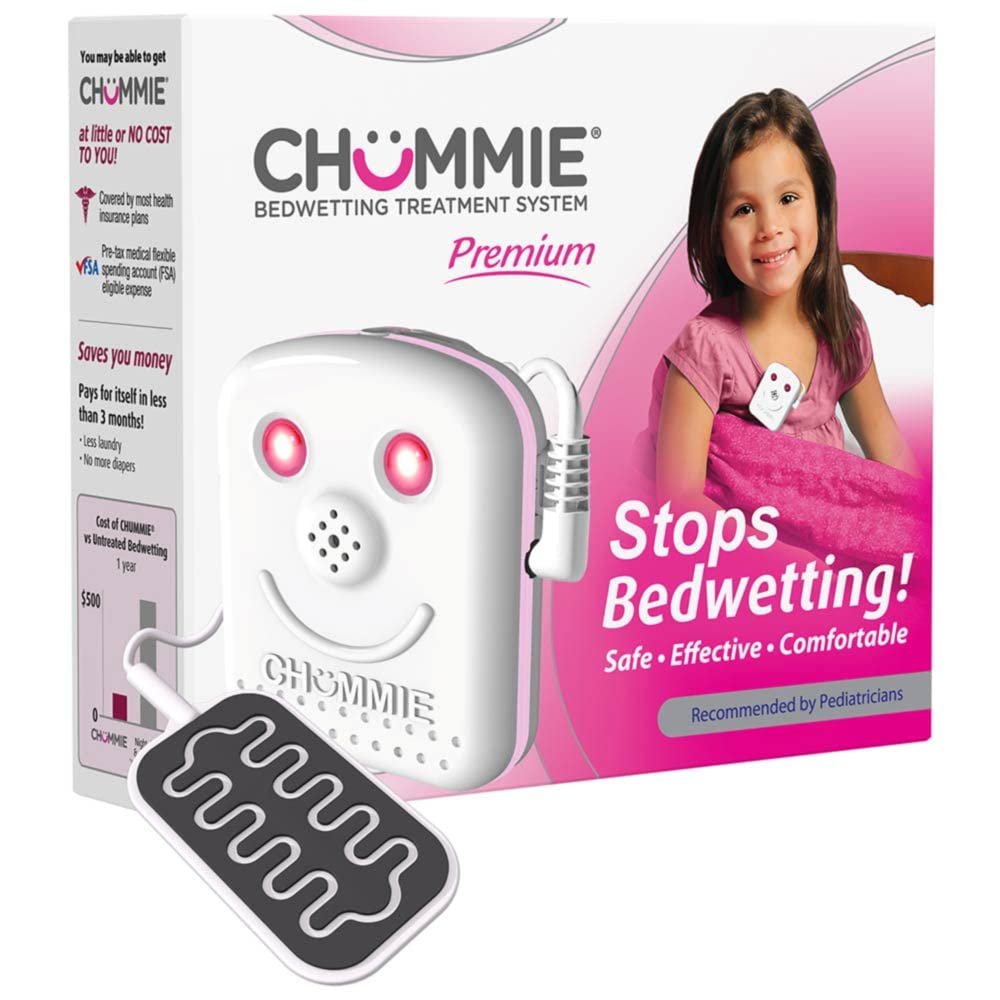 Chummie Premium Bedwetting Alarm for Deep Sleepers - Award Winning, Clinically Proven System with Loud Sounds, Bright Lights and Strong Vibrations, Pink