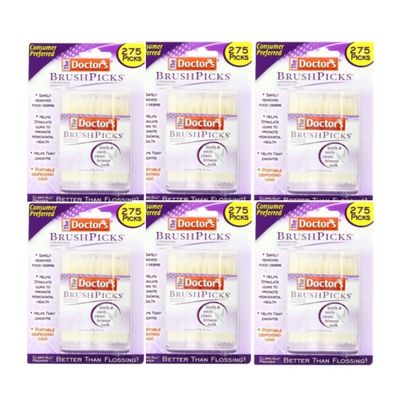 The Doctor's BrushPicks Interdental Toothpicks, 275 Count (Pack of 6)