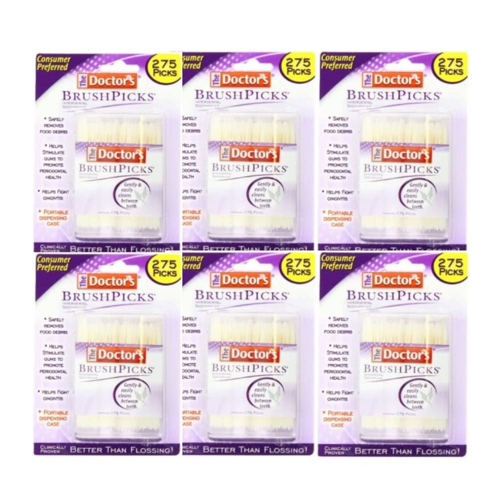 The Doctor's BrushPicks Interdental Toothpicks, 275 Count (Pack of 6)
