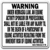 Nebraska Equine Sign Activity Liability Warning Statute Horse Farm Barn Stable view 1