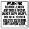 Vermont Equine Sign Activity Liability Warning Statute Horse Farm Barn Stable view 1