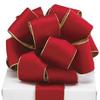 Burton & Burton Red Velvet Wired Classic Traditional Wide Craft Ribbon with Metallic Gold Edges for Bow Creations, Weddings, Holidays, Christmas, Decoration - Red/Gold, 2.5 x 20yds view 1