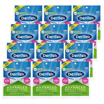 DenTek Deep Clean Bristle Picks, Removes Food & Plaque, 100 Count, Pack of 12