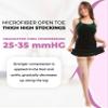 GABRIALLA Microfiber Compression Stockings - 25-35 mmHg, Thigh High, Open Toe, Beige, Small view 2