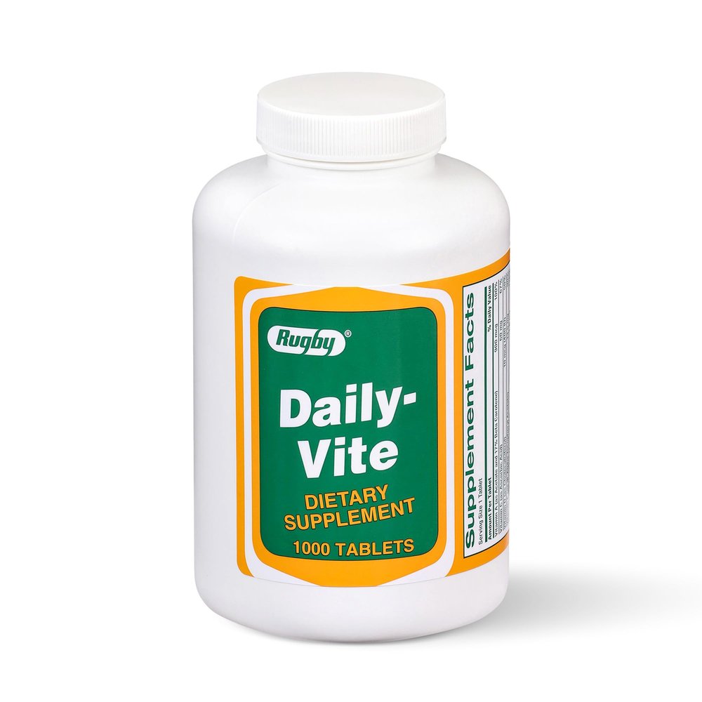 Rugby Daily-Vite Multivitamin Tablets, Gluten-Free Dietary Supplement for Adults, Supports Overall Health, No Artificial Flavors - 1000 Count (1 Pack)