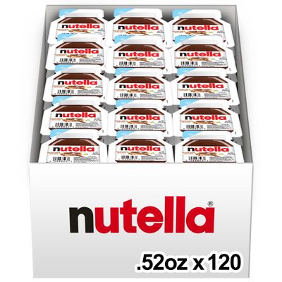 Nutella Hazelnut Spread with Cocoa, Creamy Hazelnut Spread, Breakfast Favorite, Bulk 120 Packs, 0.52 individual oz