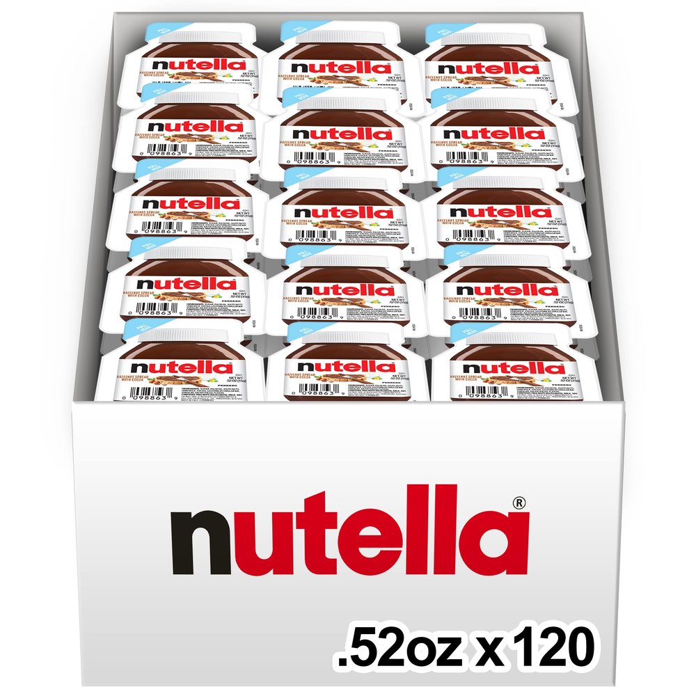 Nutella Hazelnut Spread with Cocoa, Creamy Hazelnut Spread, Breakfast Favorite, Bulk 120 Packs, 0.52 individual oz