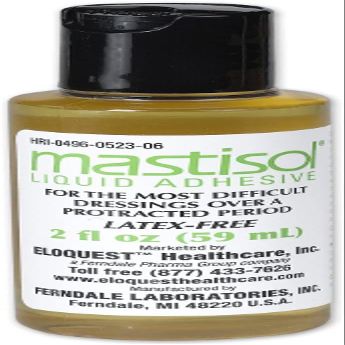 Mastisol Liquid Medical Adhesive - Long-Lasting Non-Water Soluble Skin Bond for Dressings, Tapes, & Devices, Latex-Free, CHG-Compatible - 2oz Bottle