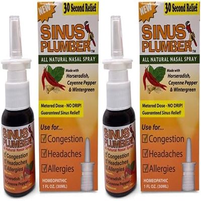 2-Pack of Sinus Plumber Nasal Spray - The Ultimate Congestion Buster with Horseradish & Capsaicin