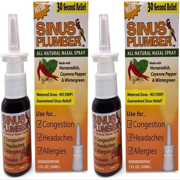 2-Pack of Sinus Plumber Nasal Spray - The Ultimate Congestion Buster with Horseradish & Capsaicin
