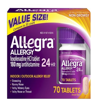 Allegra Adult 24 Hour Allergy Tablets, 180Mg, (70 Tablets) JaQle