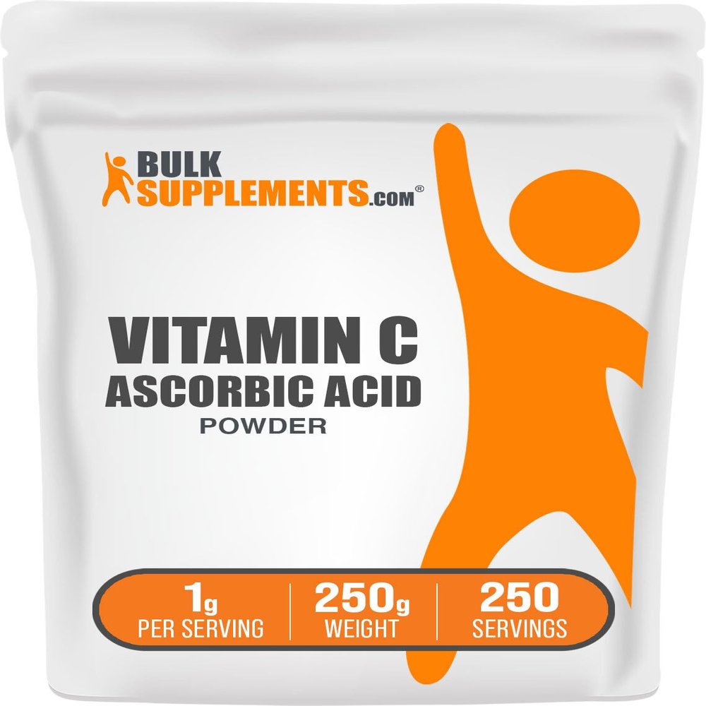 BulkSupplements.com Ascorbic Acid Powder - Vitamin C Supplement, for Immune Support - Ascorbic Acid Food Grade, Gluten Free, 1g per Serving, 250g (8.8 oz) (Pack of 1)
