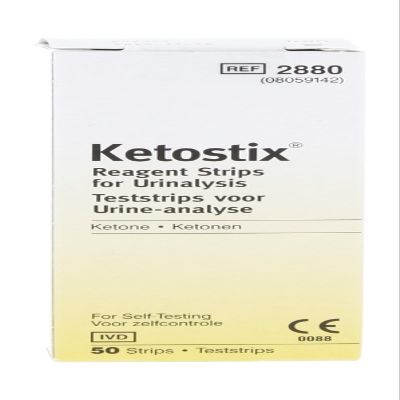 Ketostix Reagent Strips for Urinalysis, Measure Ketone Levels, 50-Count Box