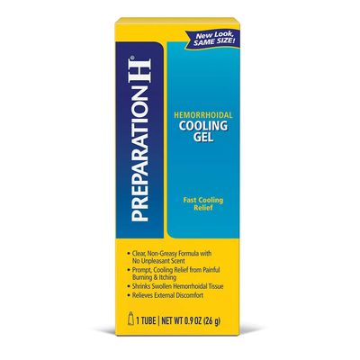 Preparation H (0.9 Ounce, 1 Tube per Box) Hemorrhoid Symptom Treatment Cooling Gel, Fast Discomfort Relief with Vitamin E and Aloe, Tube