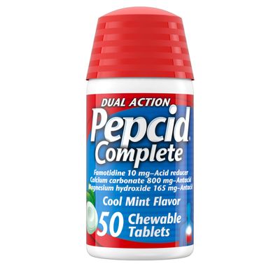 Pepcid Complete Acid Reducer + Antacid Chewable Tablets, Cool Mint Flavor, 50 count by Pepcid Complete (pack of 1)