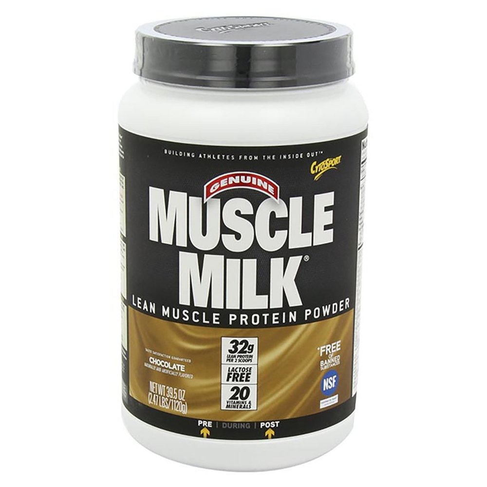 Muscle Milk Genuine Protein Powder, Chocolate, 2.47 lb, 16 Servings, 32g Protein, 3g Sugar, Calcium, Vitamins A, C & D, NSF Certified for Sport