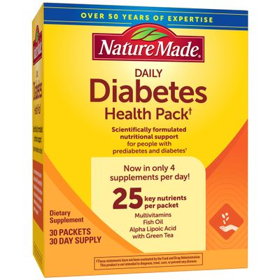Nature Made Diabetes Health Pack, Daily Dietary Supplements for Nutritional Support, 30 Packets, 30 Day Supply