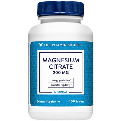 The Vitamin Shoppe Magnesium Citrate 200MG - Muscle Relaxation, Bone Health & Energy Production, Highly Absorbable (100 Tablets)