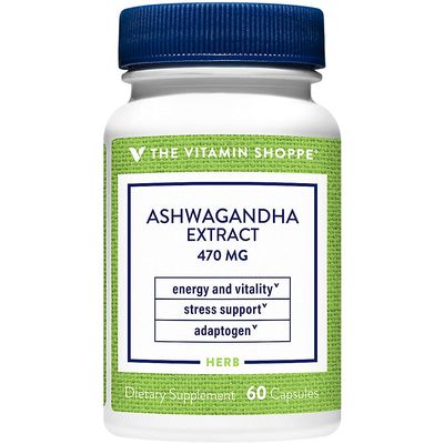 The Vitamin Shoppe Ashwagandha 470MG - Stress Support, Energy & Adaptogenic Wellness, Root Extract (60 Capsules)