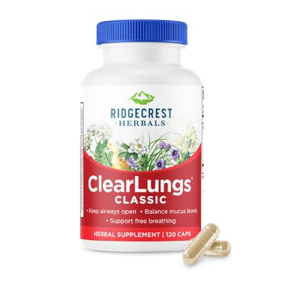 RidgeCrest Herbals ClearLungs Classic, Daily Health Supplement, Natural Lung and Nasal Wellness Formula for Bronchial, Respiratory, Immune, Sinus, and Mucus Support (120 Vegan Caps, 60 Serv)
