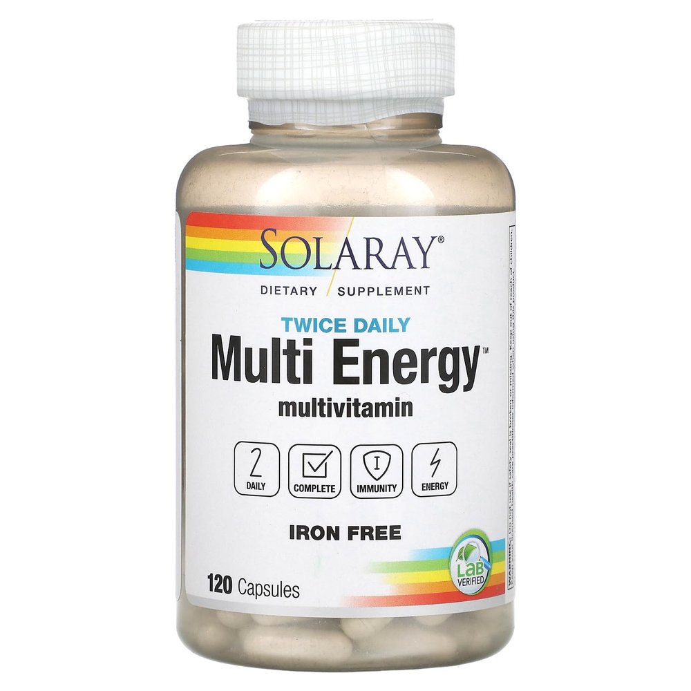 Solaray - Twice Daily (Iron Free), 120 capsules