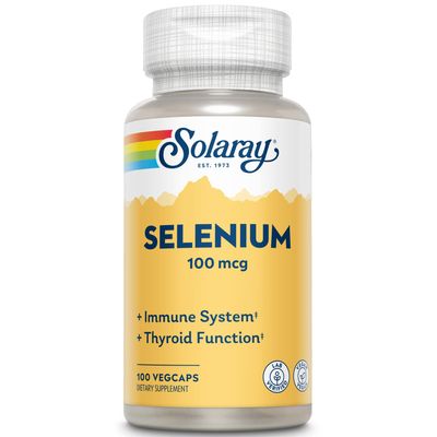 Solaray Selenium 100 mcg, Healthy Immune System, Thyroid Function and Antioxidant Support, Vegan, Lab Verified, 60-Day Guaranteed, 100 Servings, 100 VegCaps