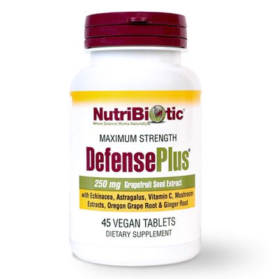 NutriBiotic DefensePlus, 45 Tablets | 11 in 1 Immune Support with Vitamin C, Zinc, Grapefruit Seed Extract, Echinacea, Astragalus Root & Immune Boosting Extracts & Mushrooms | Vegan & Gluten Free